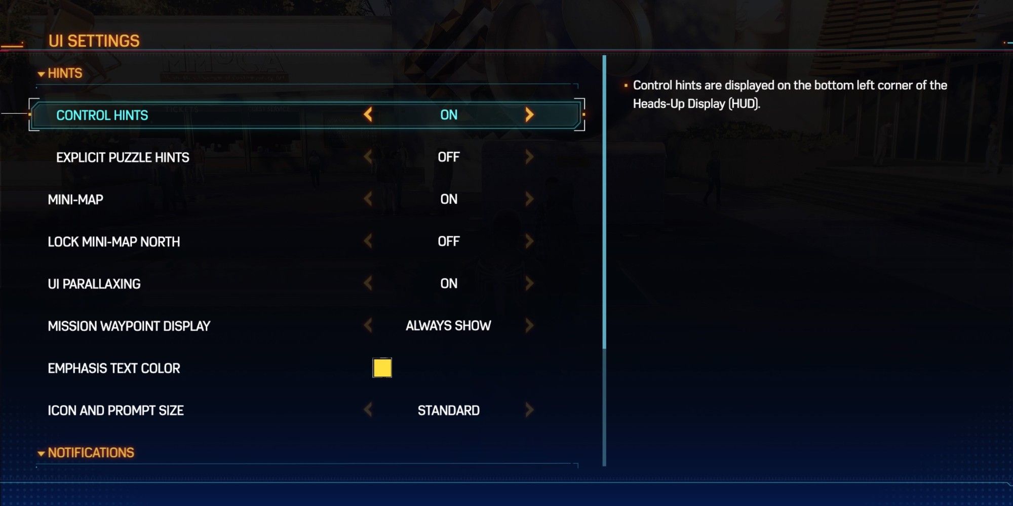 UI settings 