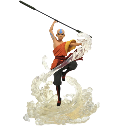 An Avatar Aang figure posed with staff