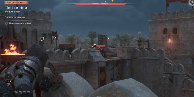 AC Mirage Boat Heist using a knfe on the patrolling guard near the lever