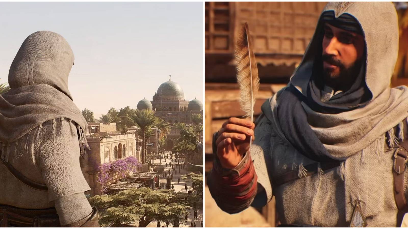 basim back and basim holding feather