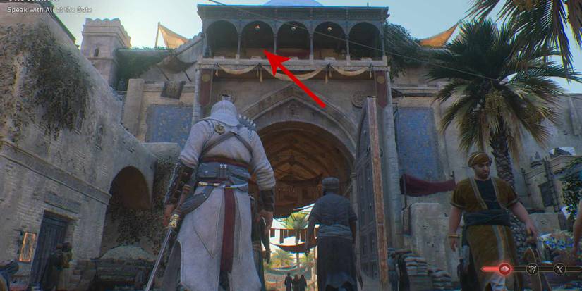 AC Mirage  Just Rewards Enigma page at the Basra Gate above the arch