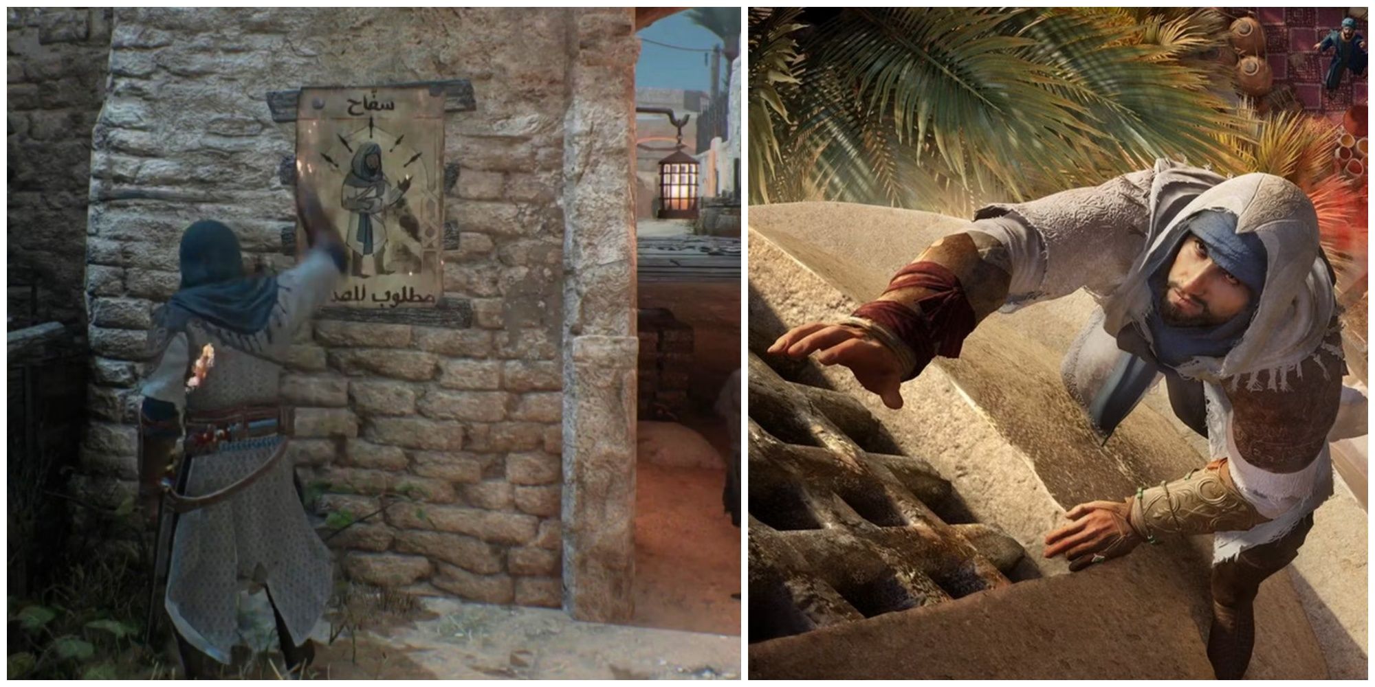 assassin's creed taking down wanted poster climbing wall