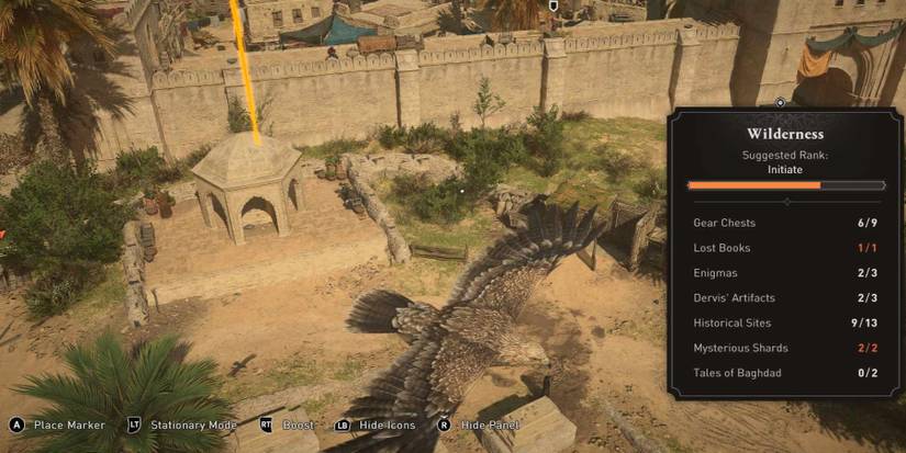 AC Mirage Using Basim's eagle to find A Joy beneath the Weeping Palms Enigma location