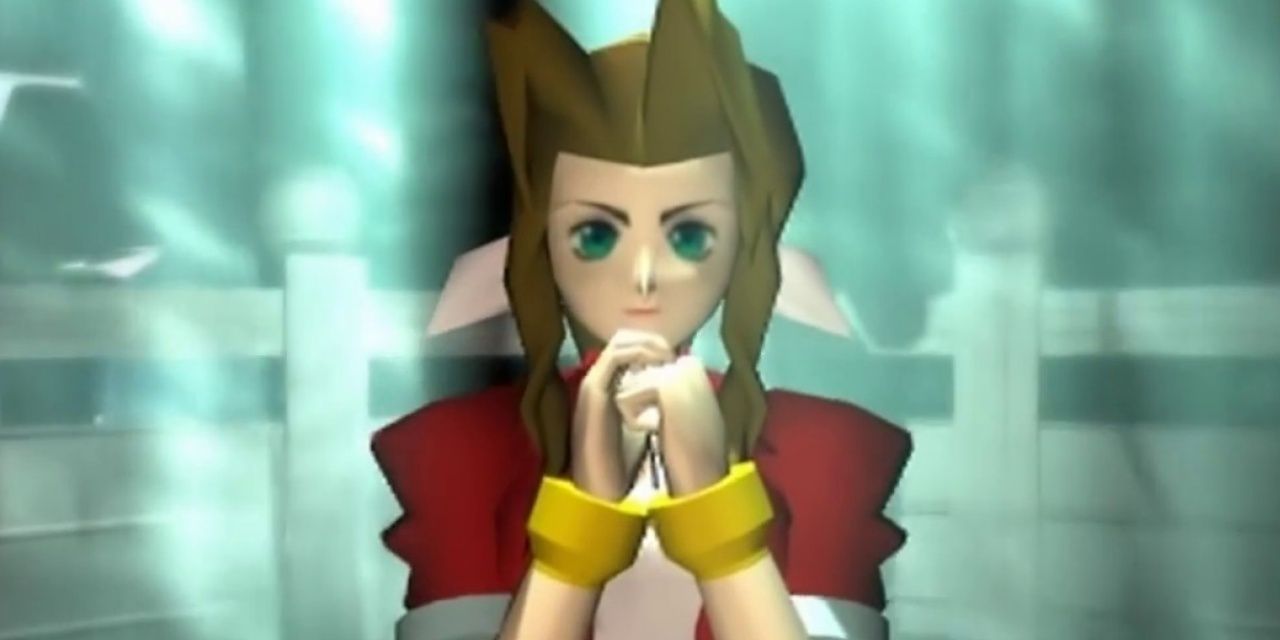 Aerith prays in Final Fantasy 7