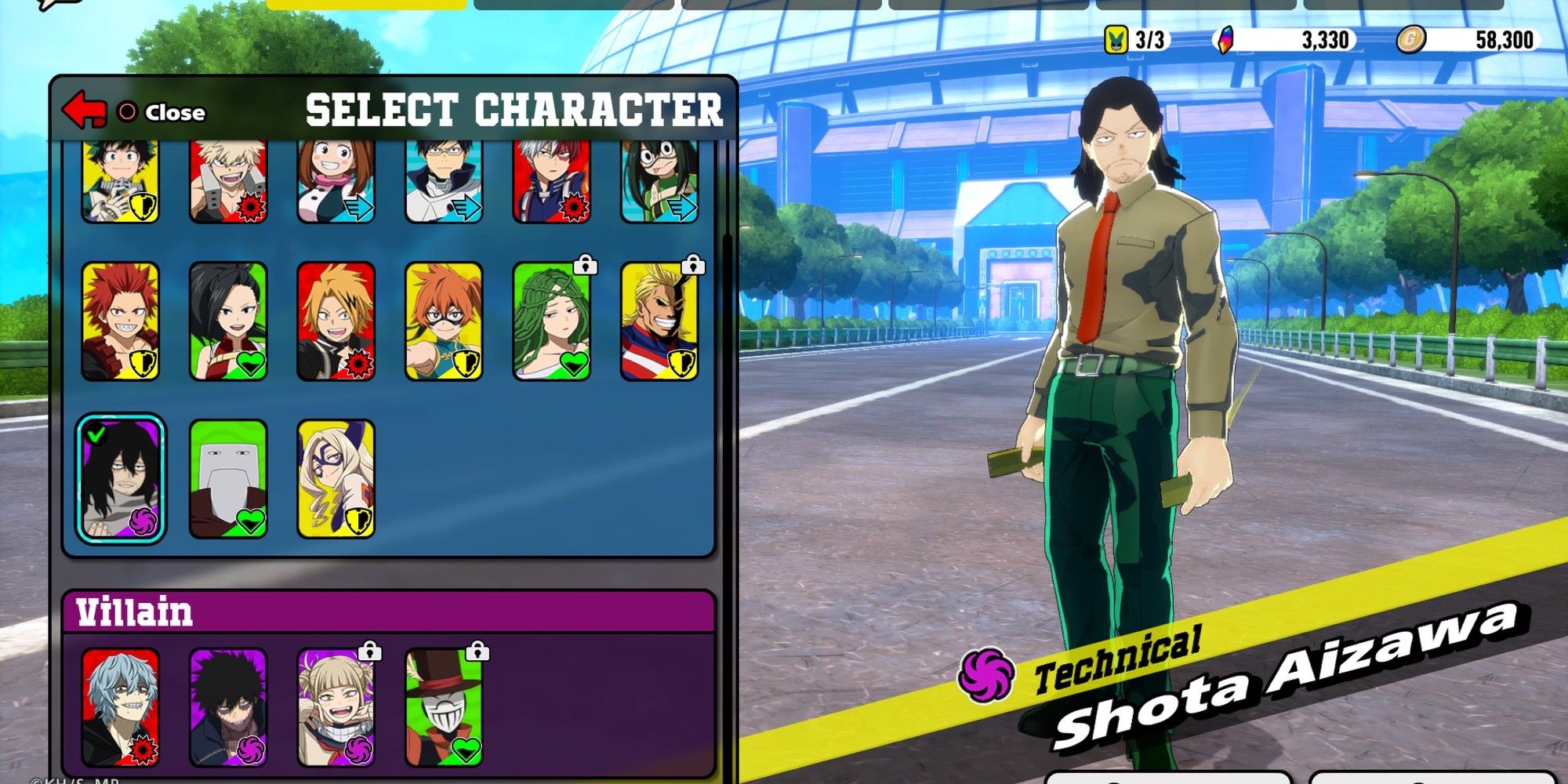 Aizawa in the character select