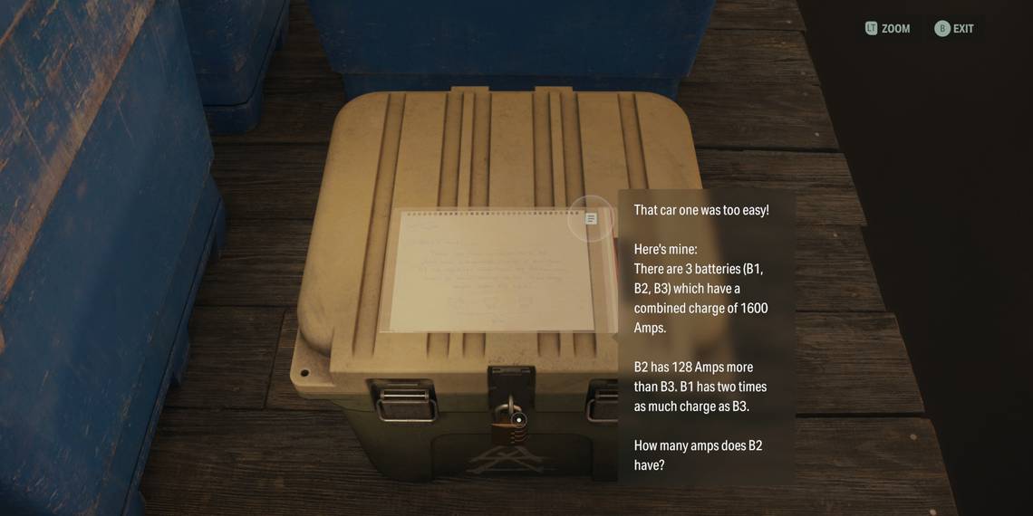 "Alan Wake 2: Solución del Rompecabezas del Código de Amperios de Batería (Escondite del Culto en el Muelle Acuático del Centro)"