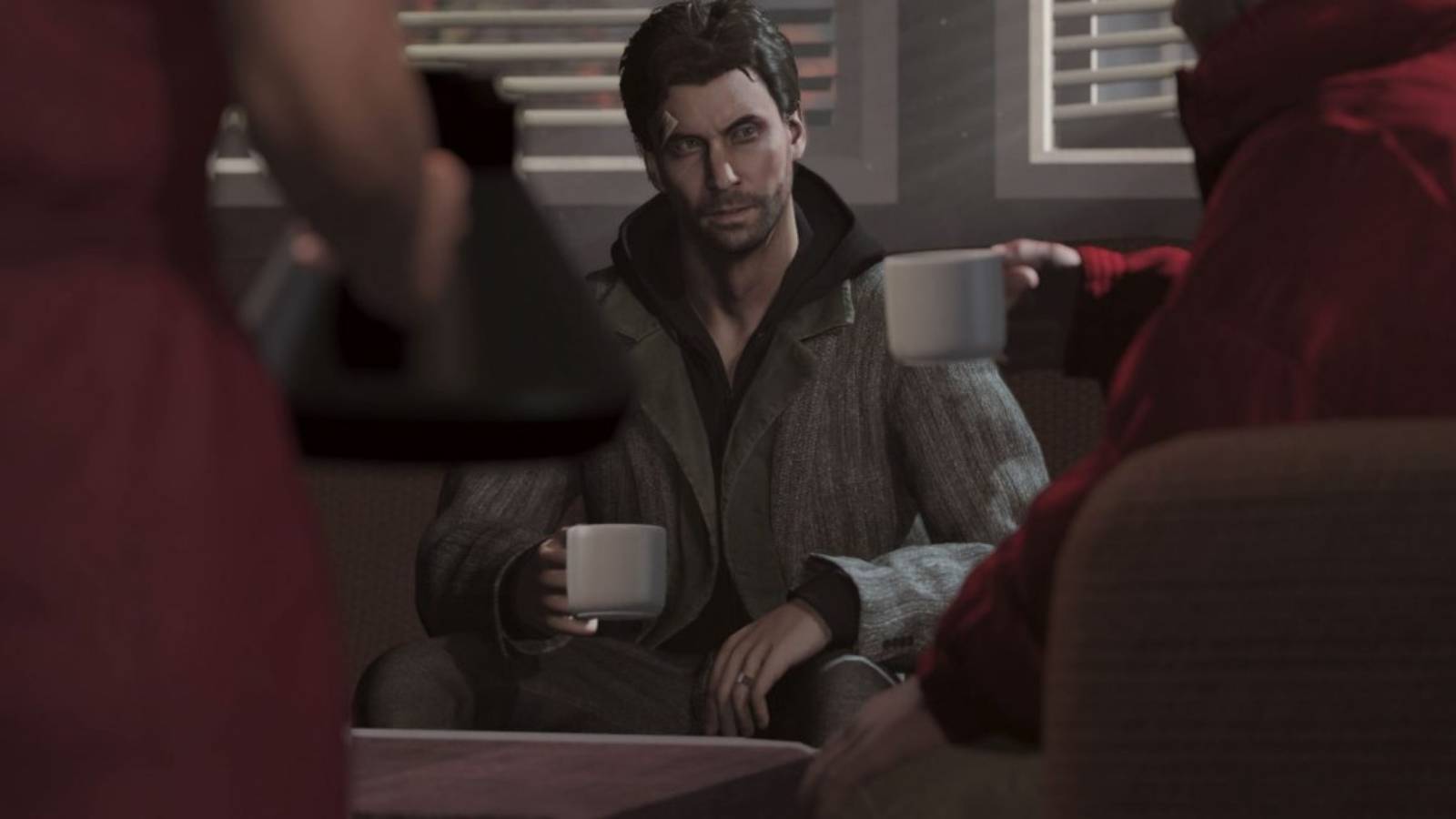 alan wake cutscene drinking coffee