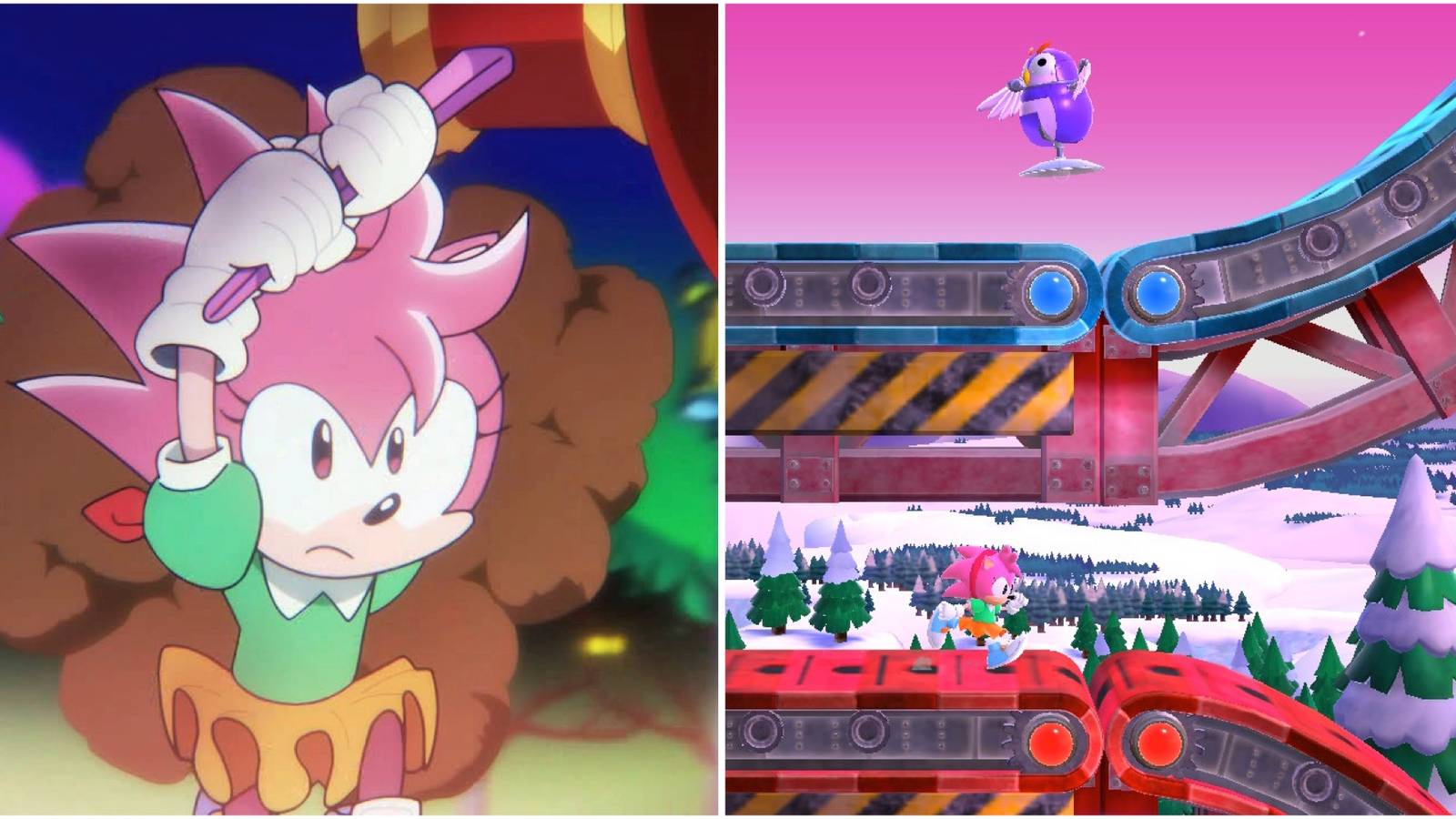 Amy and playing a level in Sonic Superstars