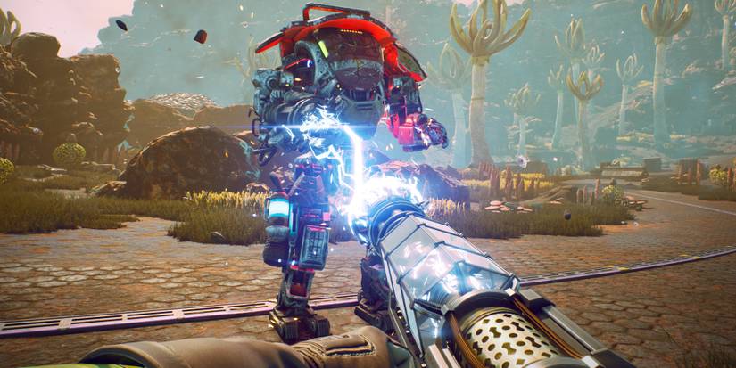 An electrical gun in The Outer Worlds