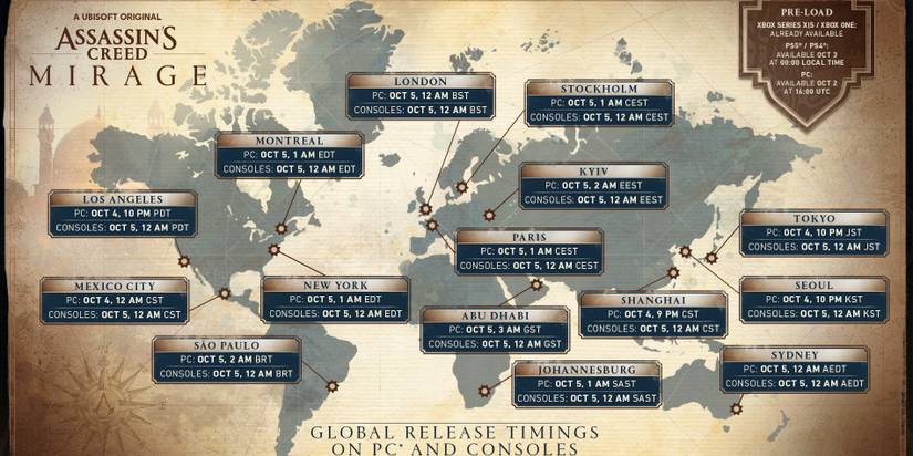 Assassin's creed mirage release times around