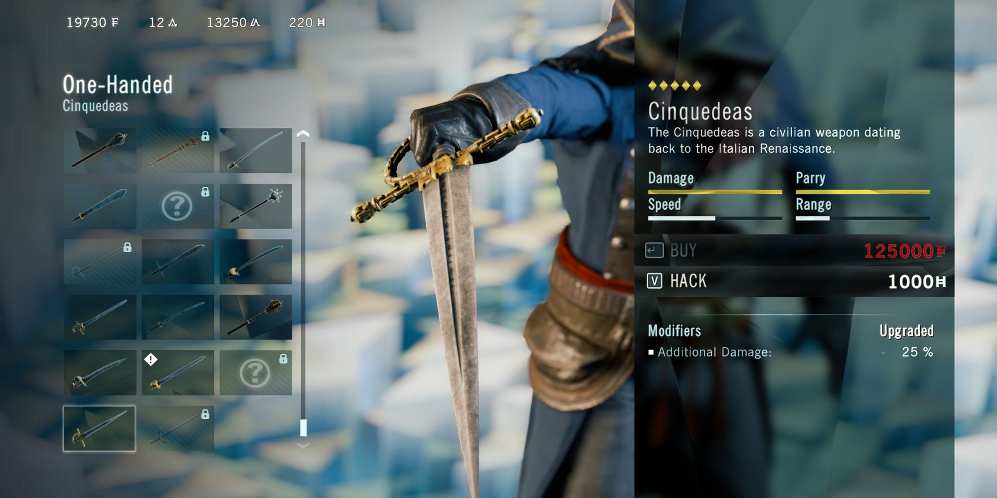 Assassin's Creed Unity Best Weapons Cinquedeas