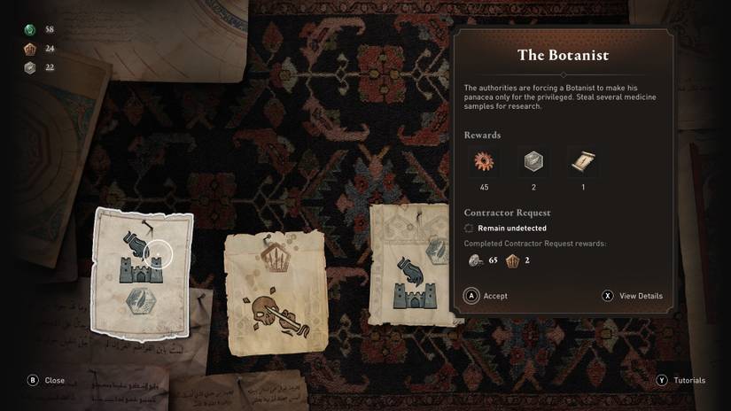 assassins creed mirage materials contracts