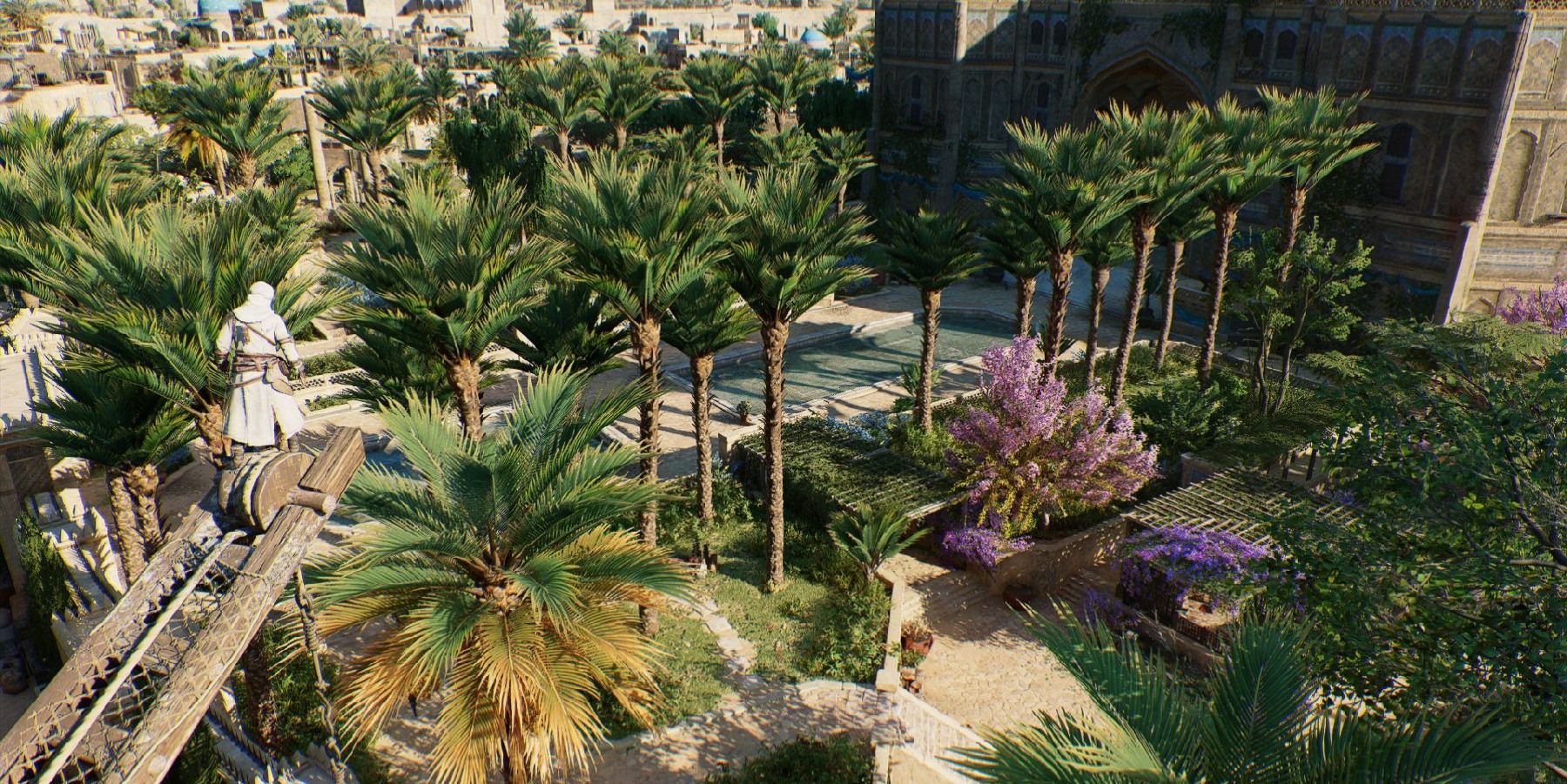 assassins creed mirage round city sites gardens and power