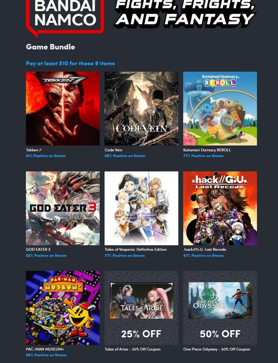 Humble Bundle - BANDAI NAMCO STEAM Game Bundle 2023 - Epic Bundle