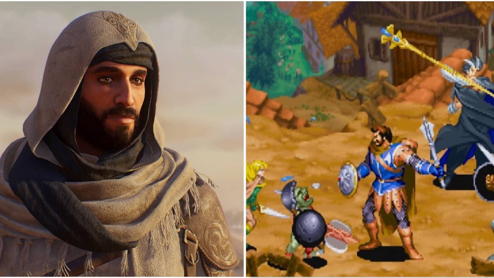 Basim in Assassin’s Creed Mirage and Fighting enemies in Dungeons & Dragons Chronicles of Mystara-2