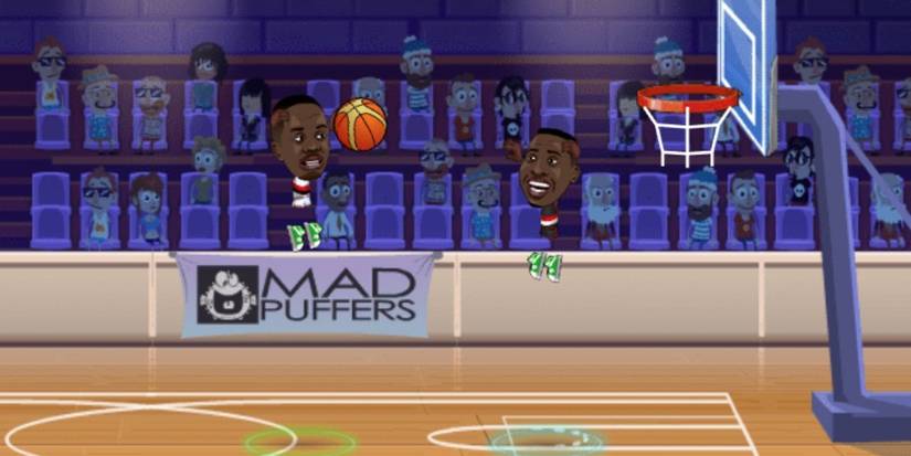 An image of a player trying to defend another player who is about to score.