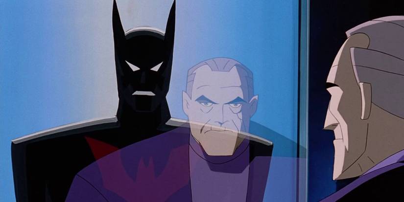 Bruce Wayne melihat Batsuit dari Batman Beyond