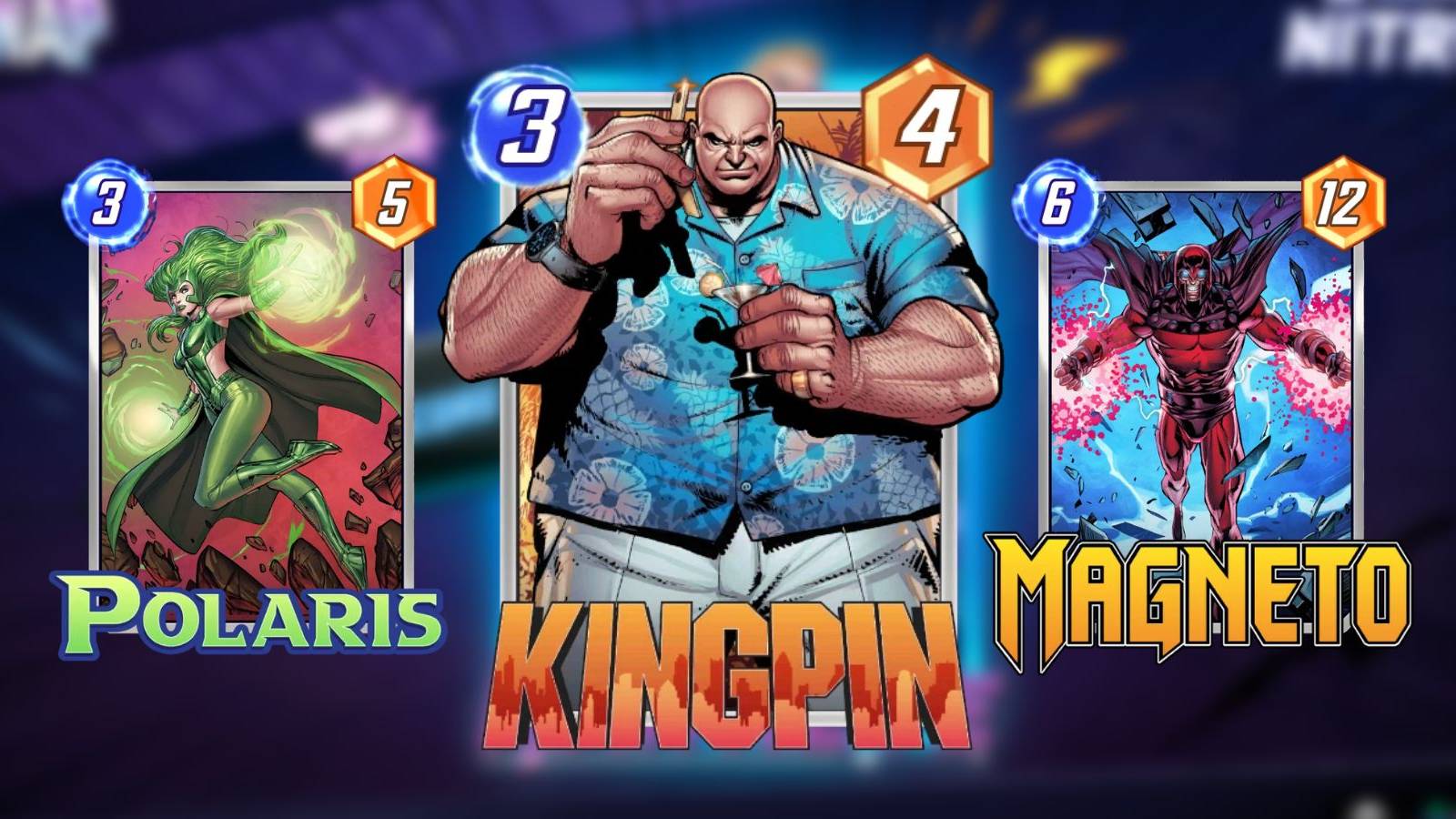image showing the best cards for a kingpin deck in marvel snap.