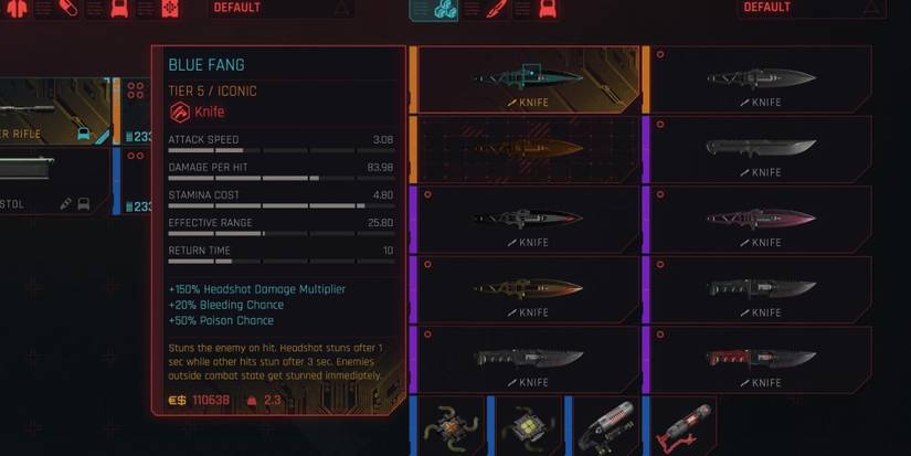 The Blue Fang iconic weapon in Cyberpunk 2077