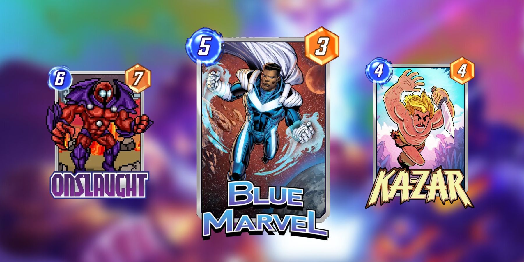 blue marvel, onslaught, kazar in marvel snap.