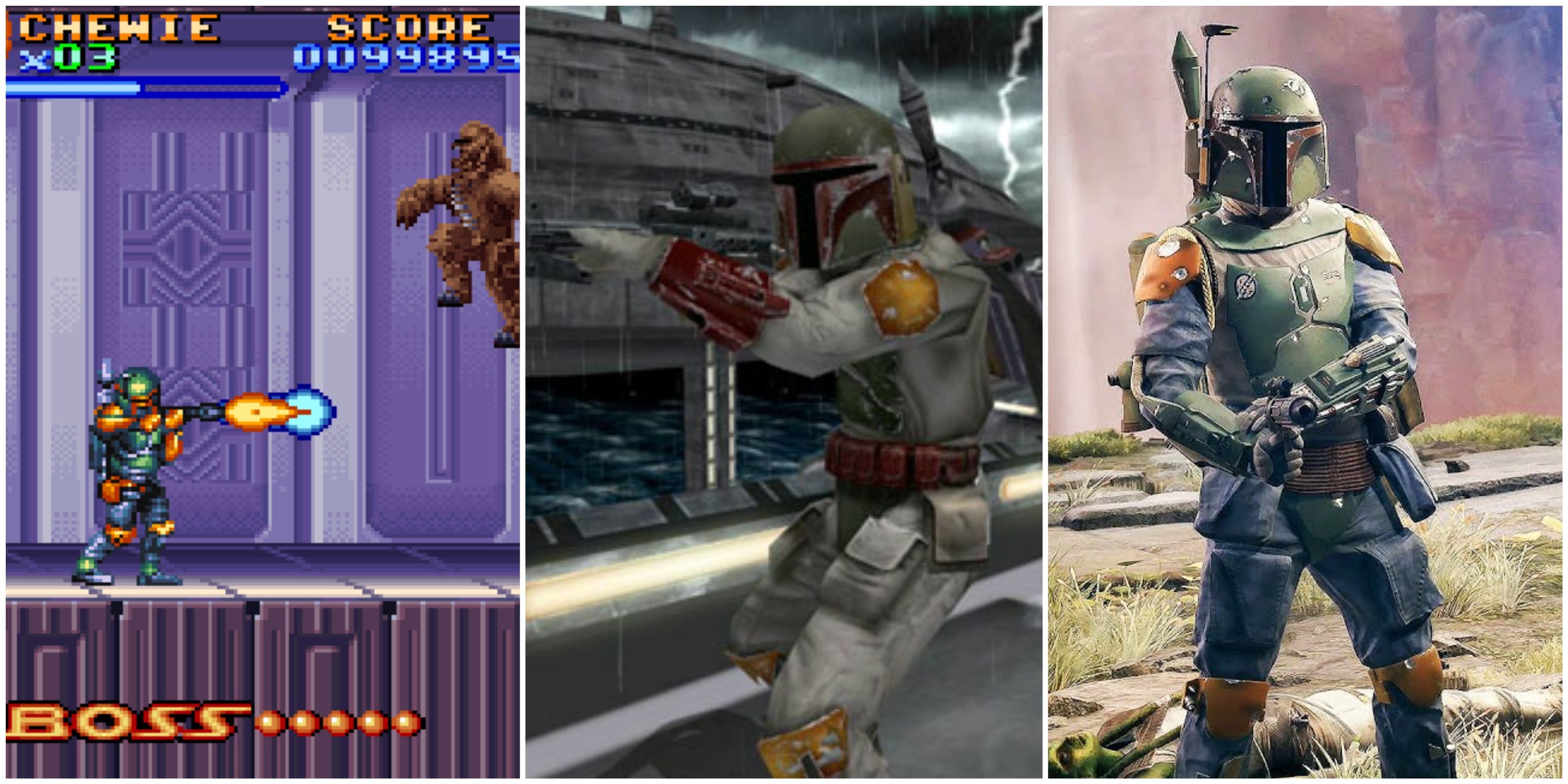 Boba Fett in Super Star Wars, Battlefront 2, and Jedi: Survivor