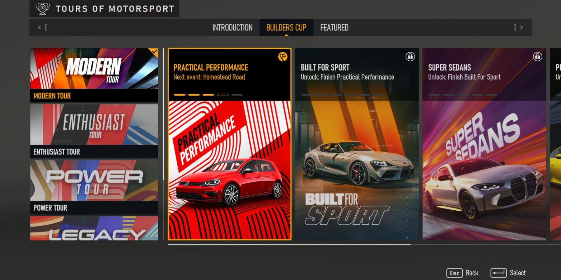 builder's cup career mode in forza motorsport