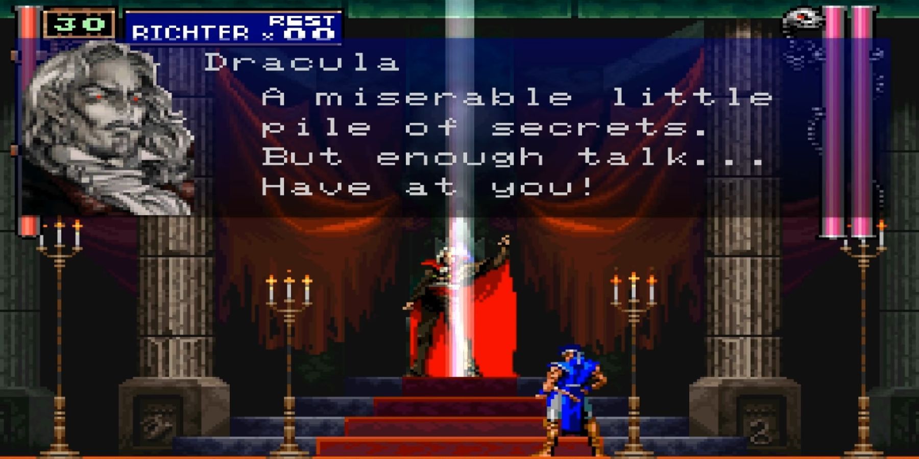 Dracula and Richter Belmont about to have an epic battle