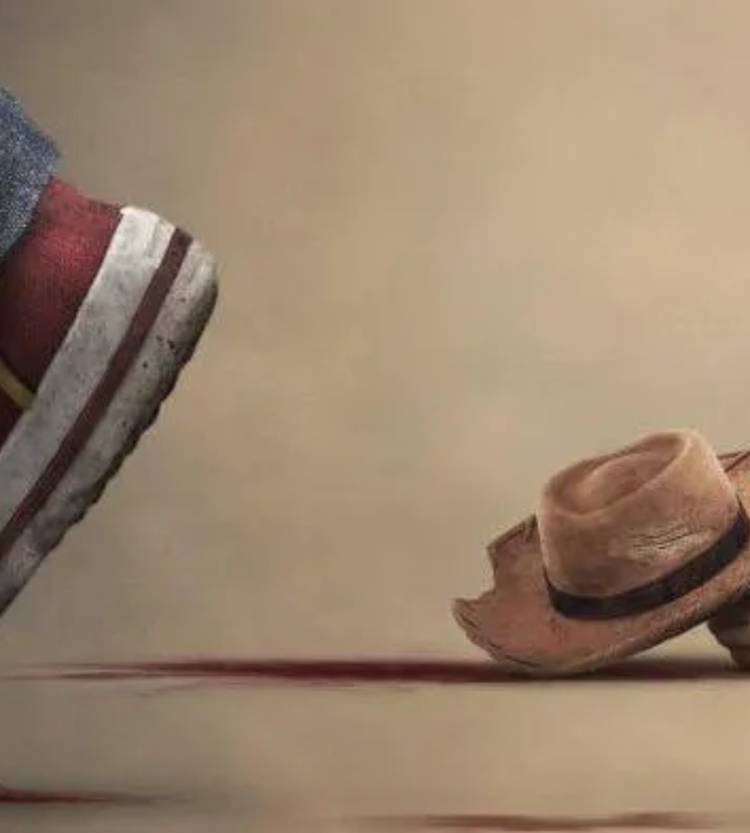 A Child's Play 2019 poster with a shoe and hat