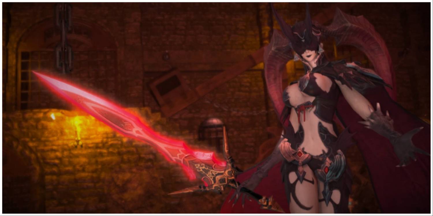 Lady Amandine holding a sword in Final Fantasy 14