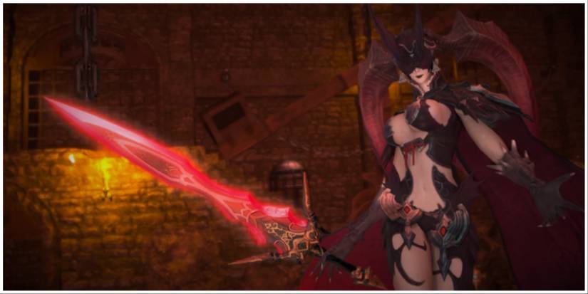 Lady Amandine holding a sword in Final Fantasy 14