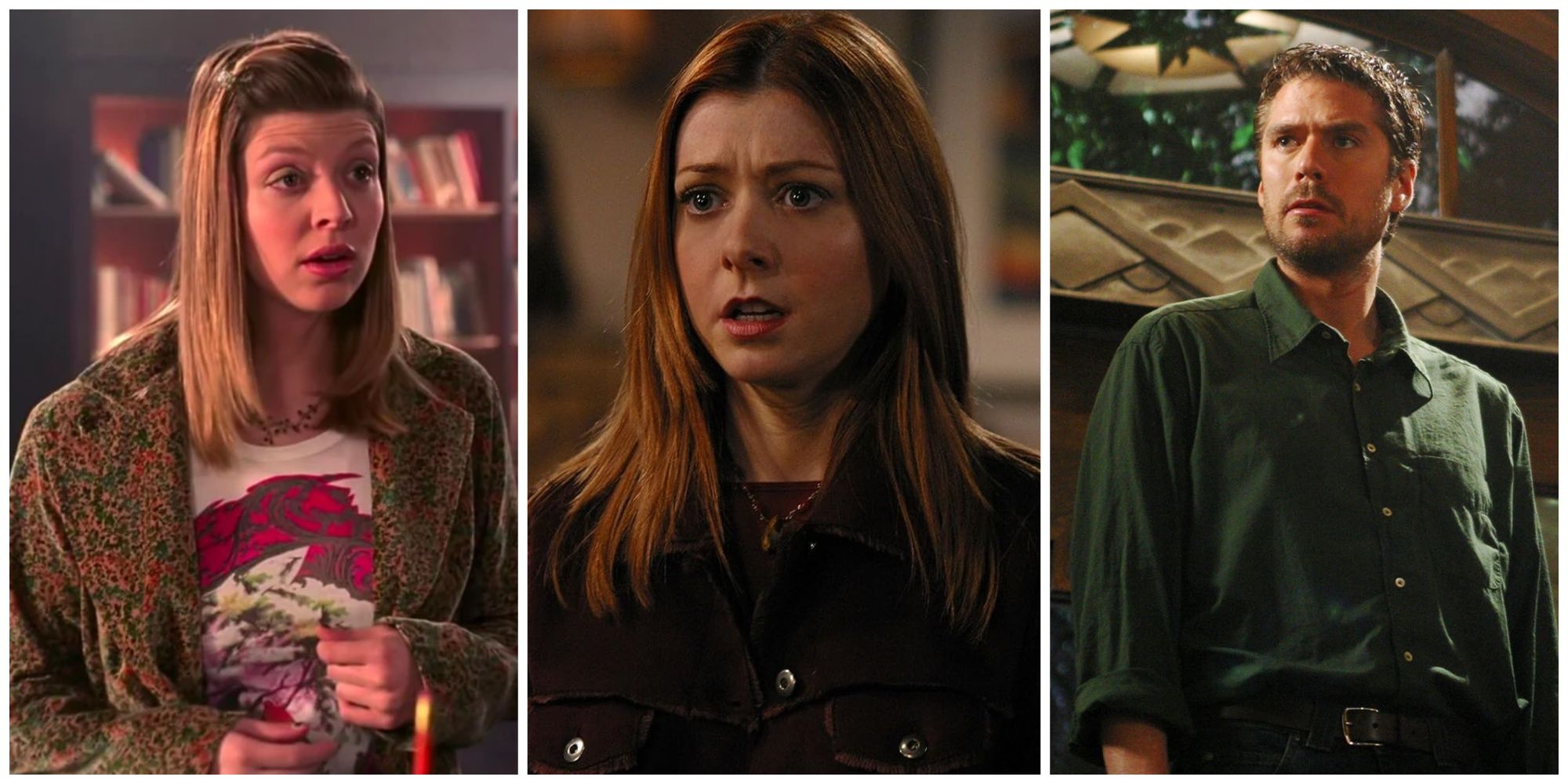 Split image showing Tara, Willow, and Wesley from Buffy the Vampire Slayer and Angel.