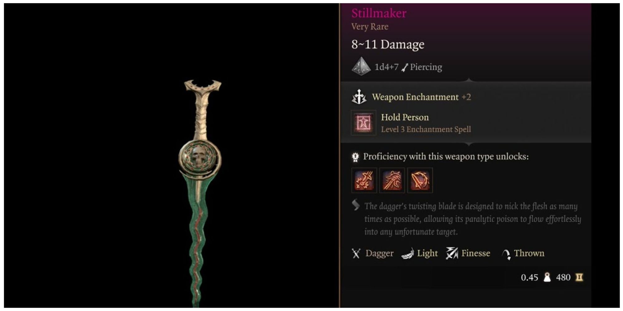 Baldur's Gate 3 Stillmaker Dagger