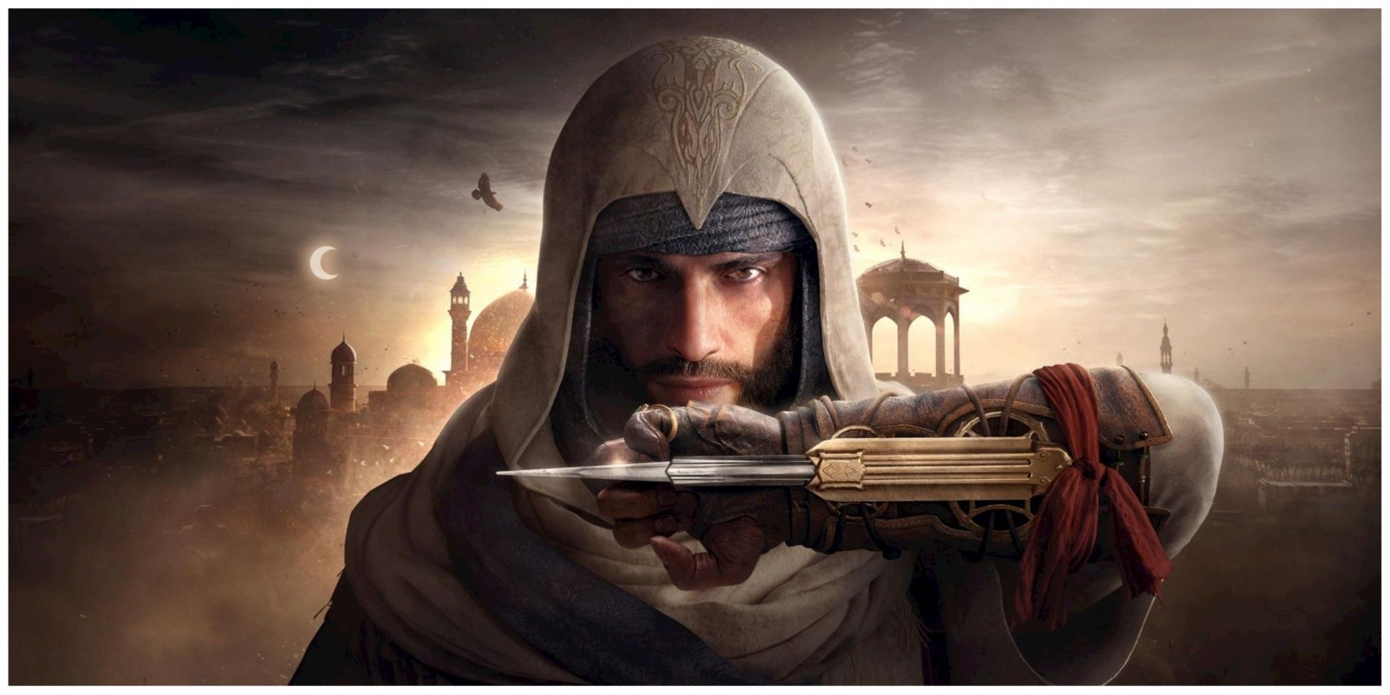 Assassins Creed Mirage Basim posing with Hidden Blade