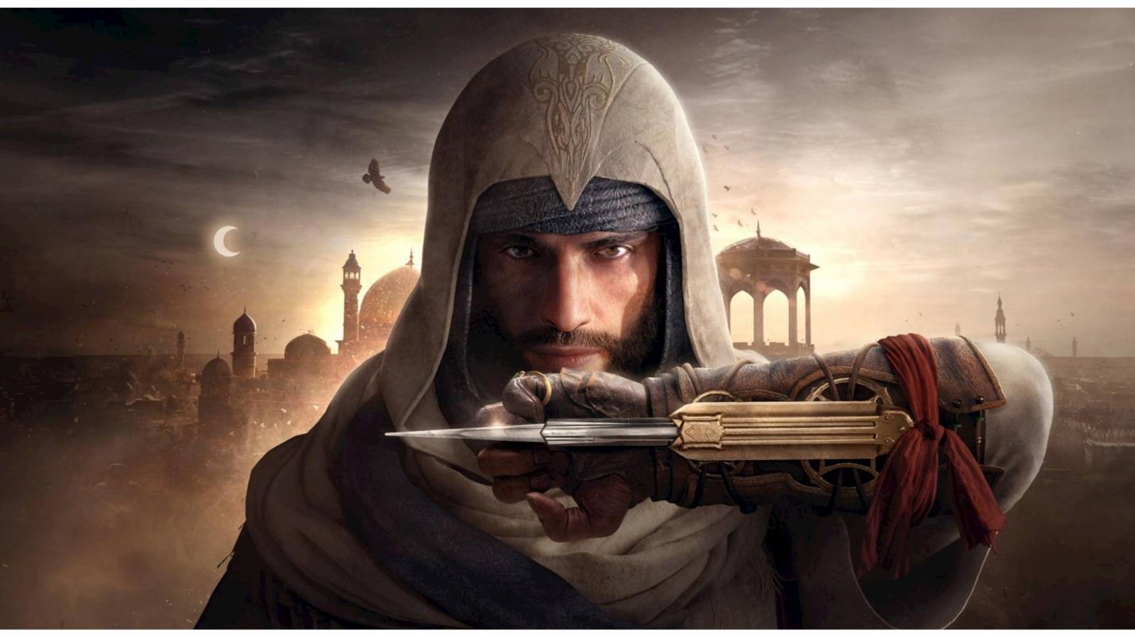 Assassins Creed Mirage Basim posing with Hidden Blade
