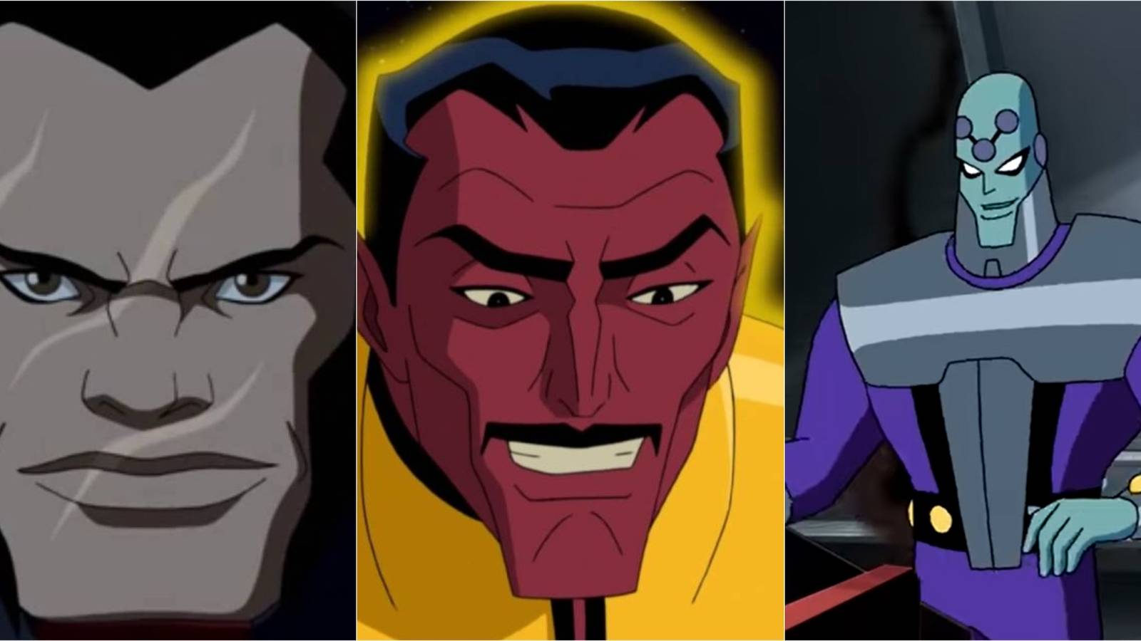 A feature image of Vandal Savage, Sinestro, and Brainiac