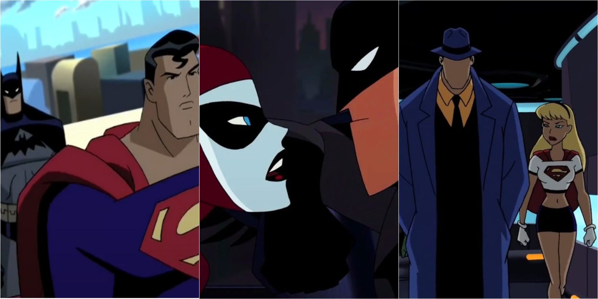 A feature Image of Batman & Superman, Harley Quinn & Batman, and Question & Supergirl.