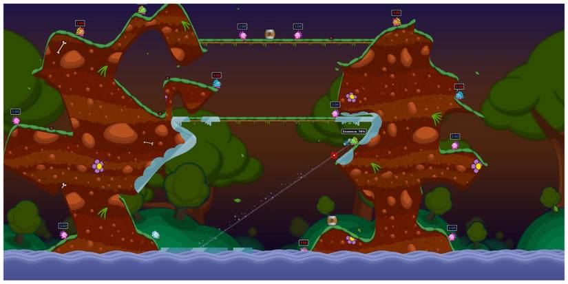 Animated combat scene from Hedgewars.