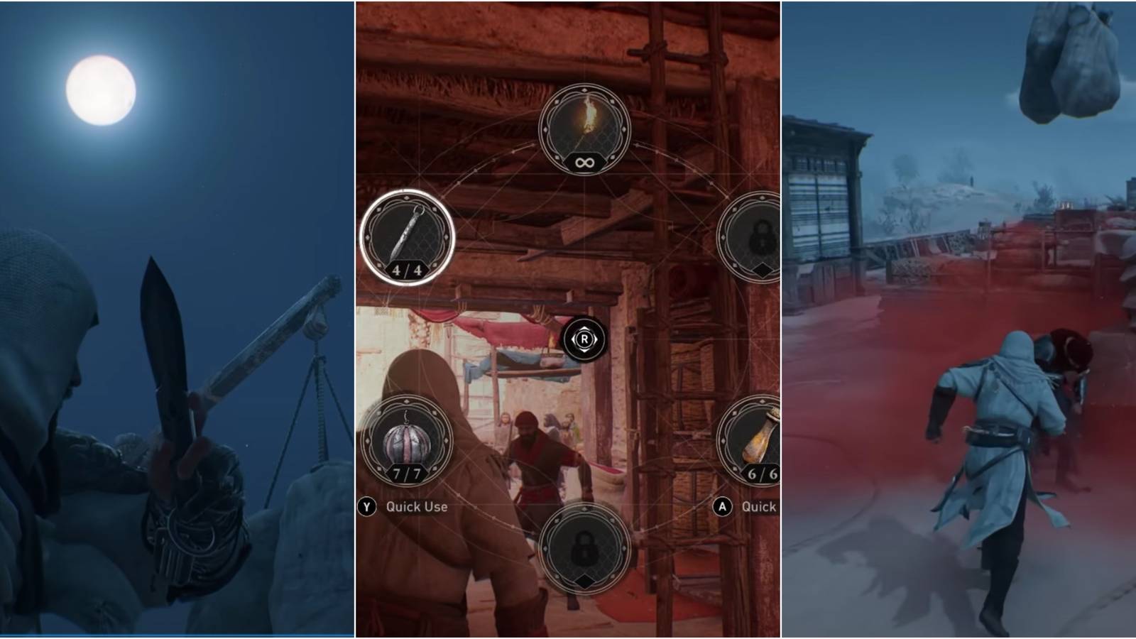 Throwing Knife, Smoke Bomb, And Weapon Wheel In Assassin's Creed Mirage