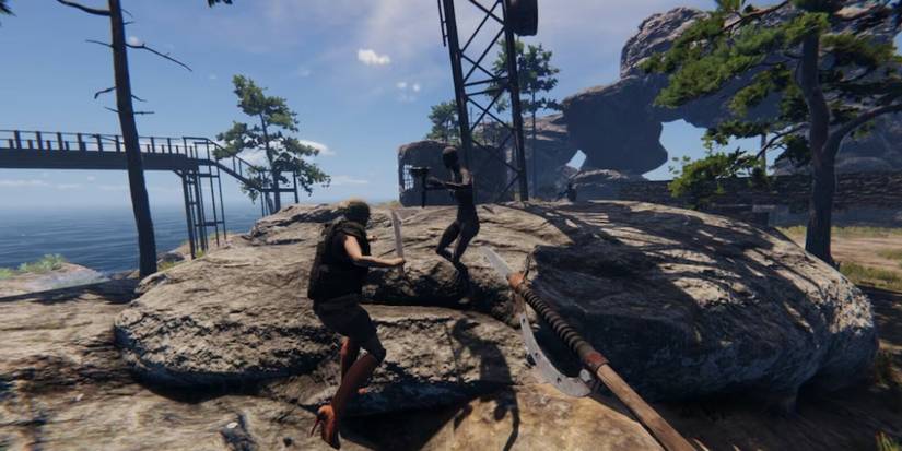 Attacking enemies with a spear Sunkenland