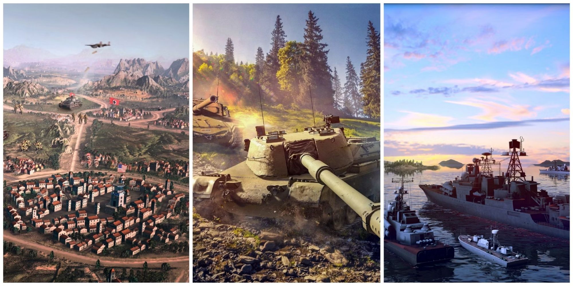 Tri split between Company of Heroes 3, World of Tanks and Wargame_ Red Dragon