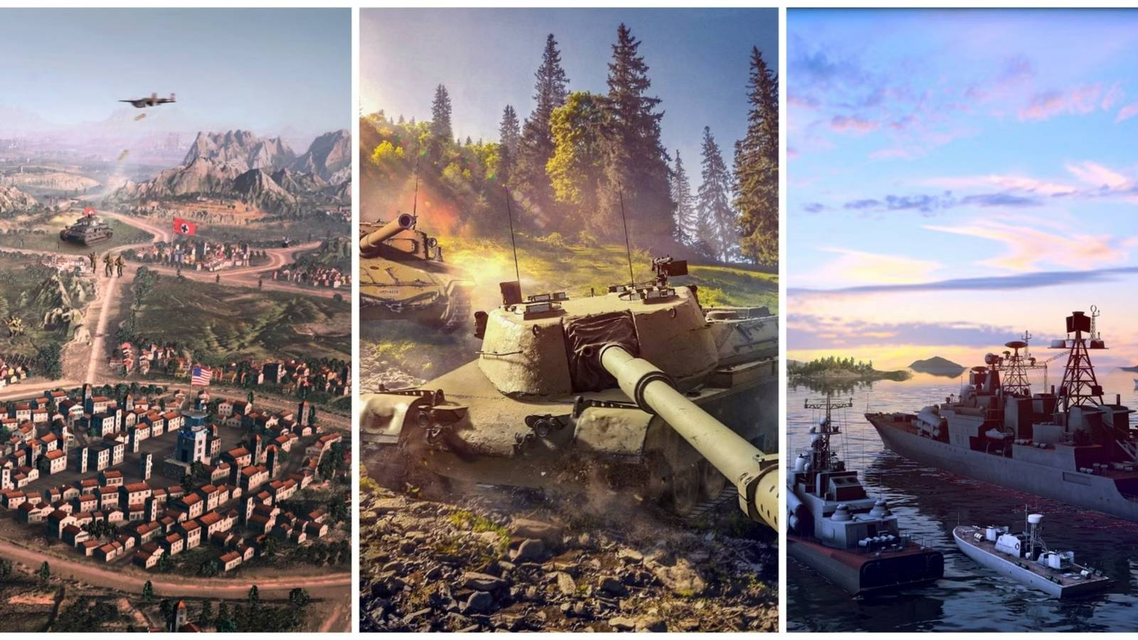 Tri split between Company of Heroes 3, World of Tanks and Wargame_ Red Dragon
