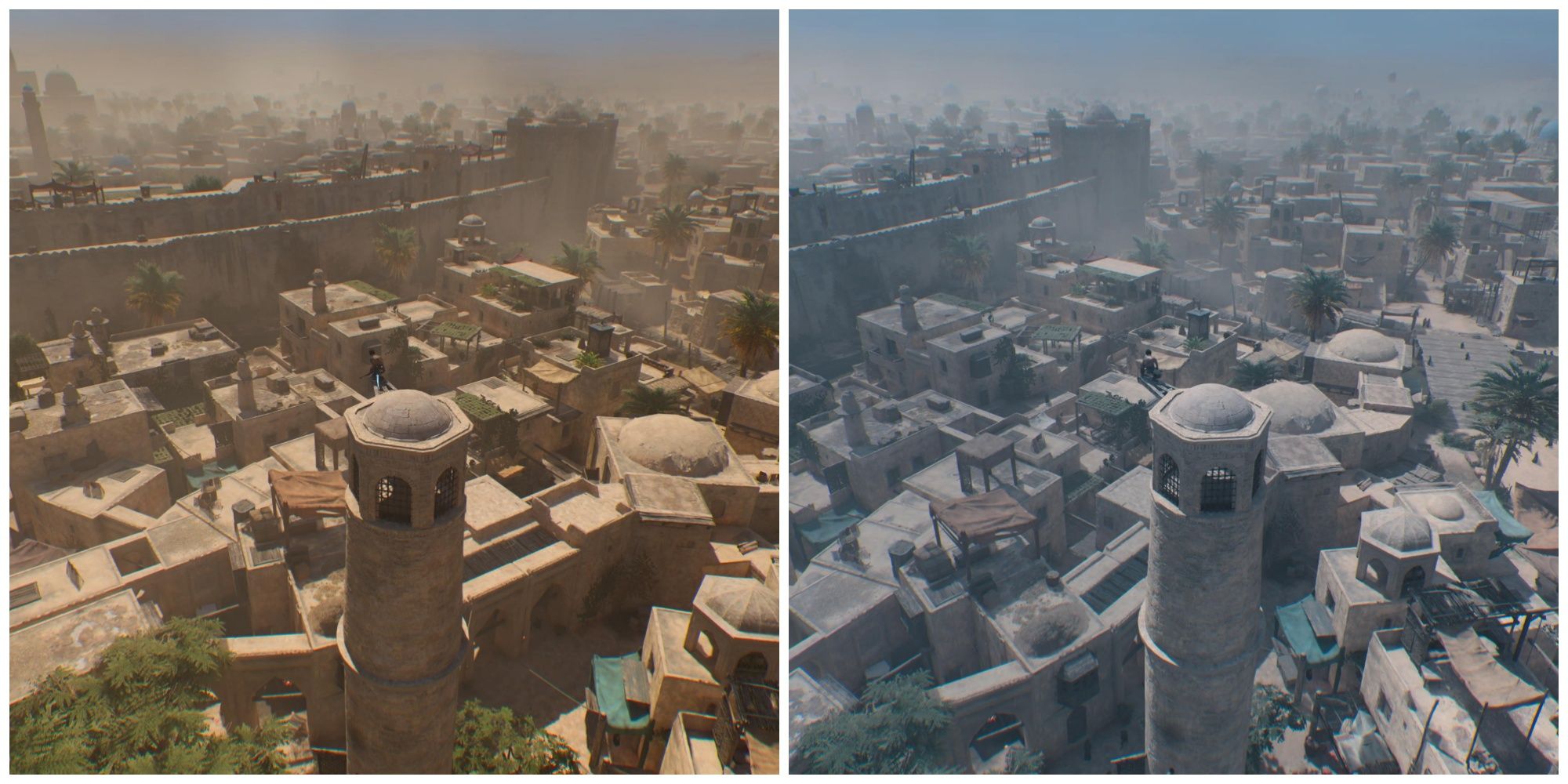 Assassin's Creed Mirage Iconic filter on vs off
