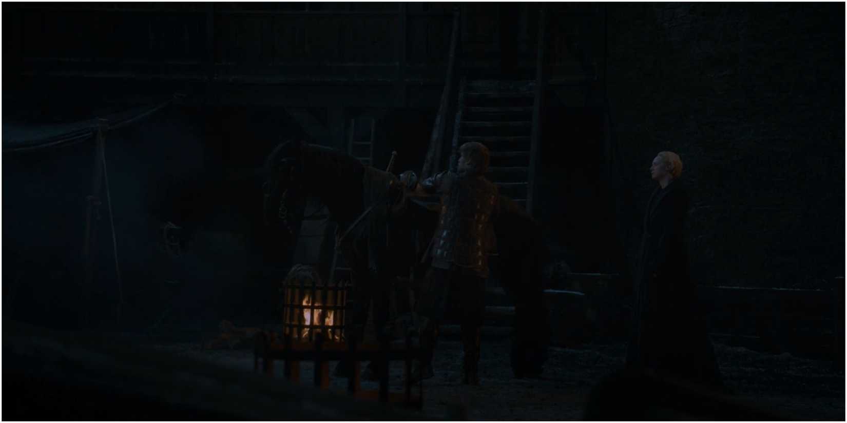 Jaime Lannister takes Widow's Wail with him to King's Landing while Brienne watches in Game of Thrones.