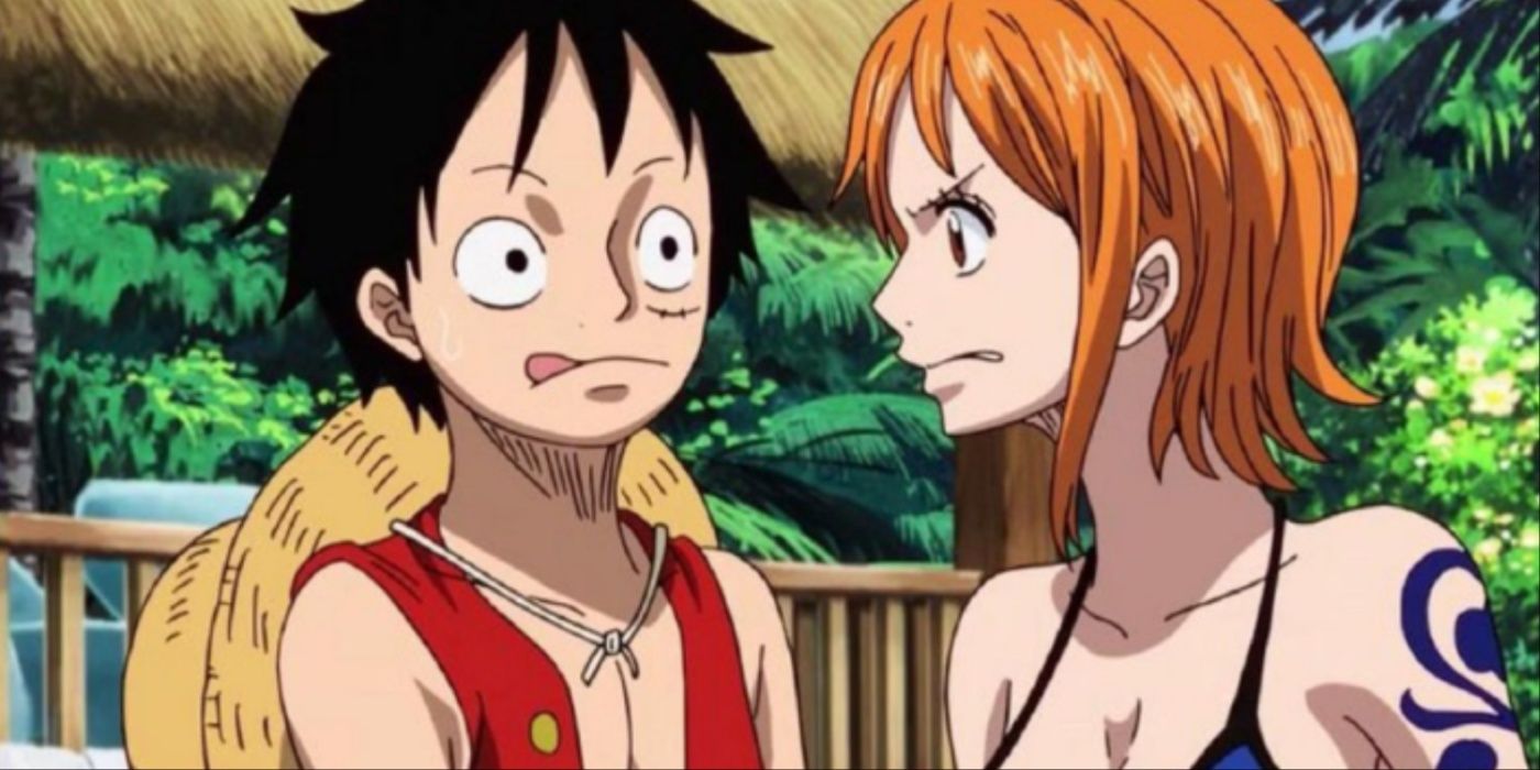 Luffy and Nami Mid-Conversation In One Piece