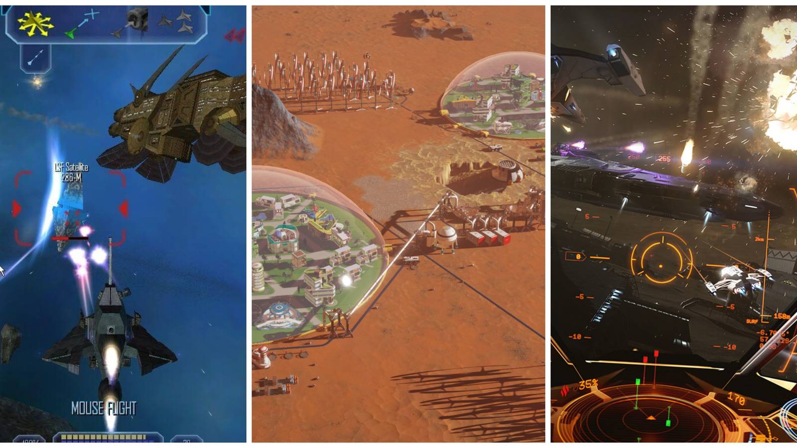 Simulation Games For Sci-Fi Fans (Featured Image) - Freelancer + Surviving Mars + Elite Dangerous