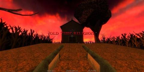 Duel wielding shotguns looking at a barn in Dusk