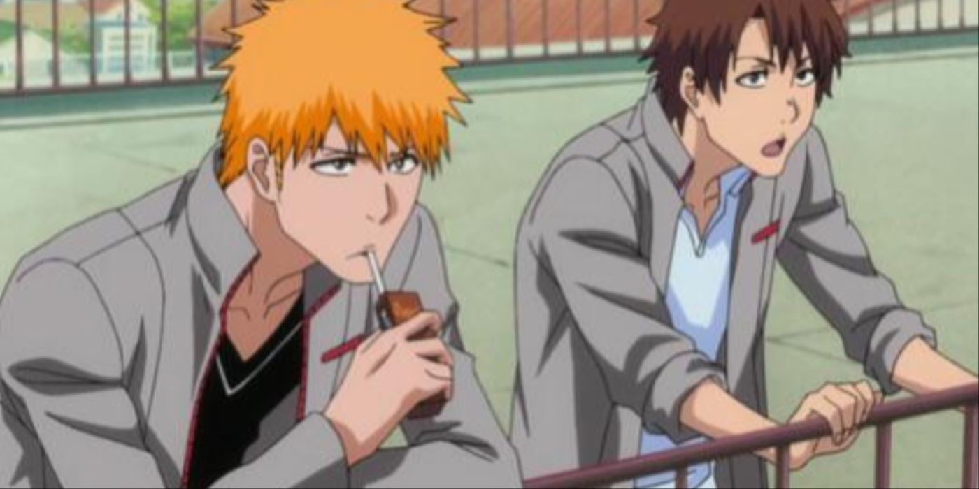 Ichigo and Keigo Speaking on the roof of Karakura High School In Bleach