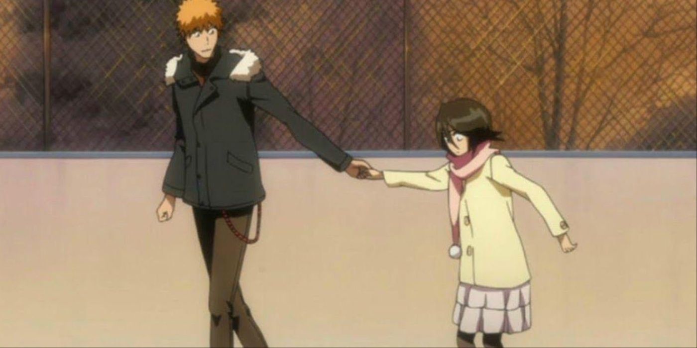 Ichigo Skating With Rukia In Bleach