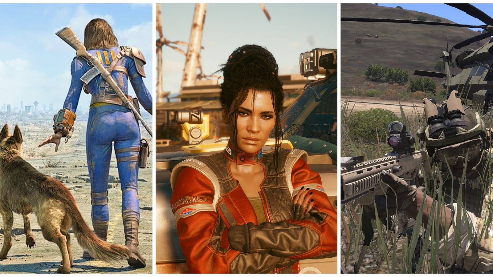 fallout 4, cyberpunk 2077, arma 3