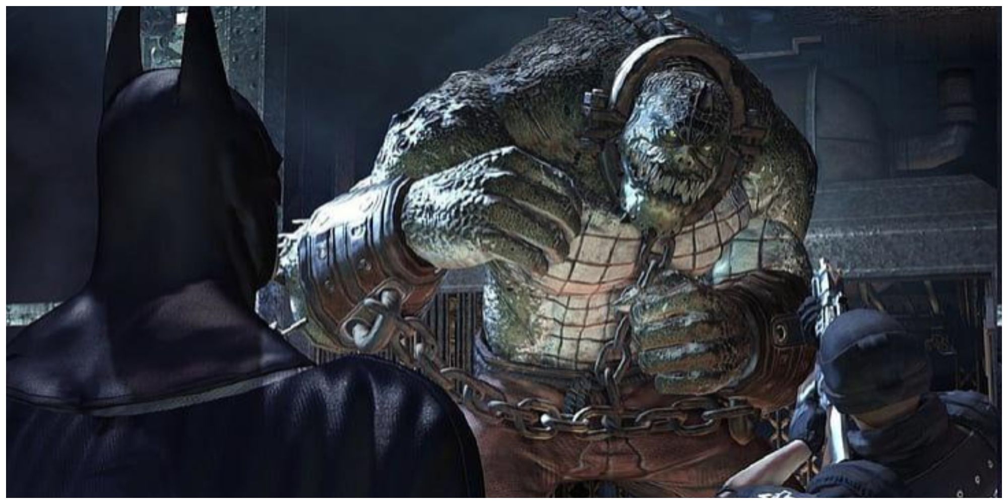 Arham Asylum Killer Croc face off